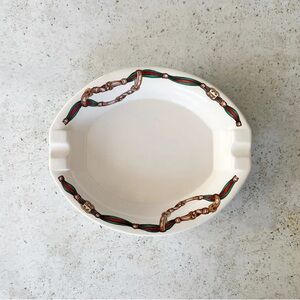 Vintage GUCCI Porcelain GG Logo Equestrian Dish Tray Plate Ashtray